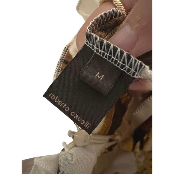 Roberto Cavalli Vintage Chain Print Slip Dress Size M Gold Baroque Y2K Runway - Picture 8 of 8